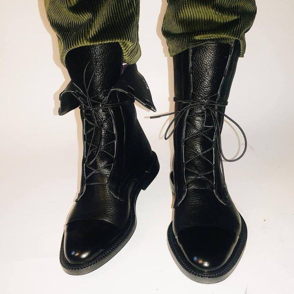 Inch2 Leather Brogue Lace Up Combat Boots Boots in Size 5 / 35